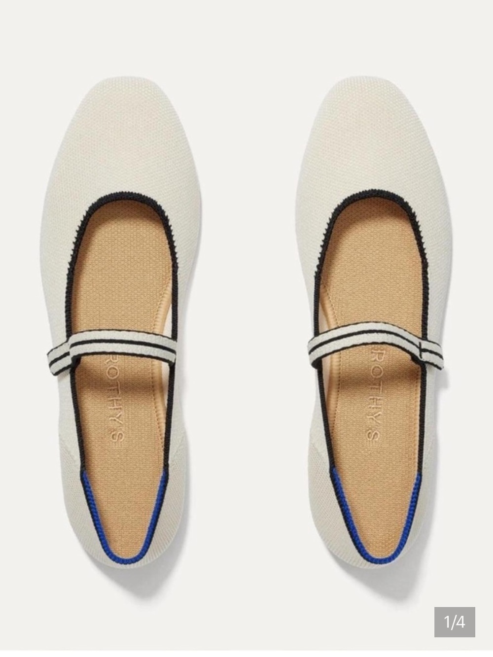 Rothy's Mary Jane Flats Cream with Black Trim
